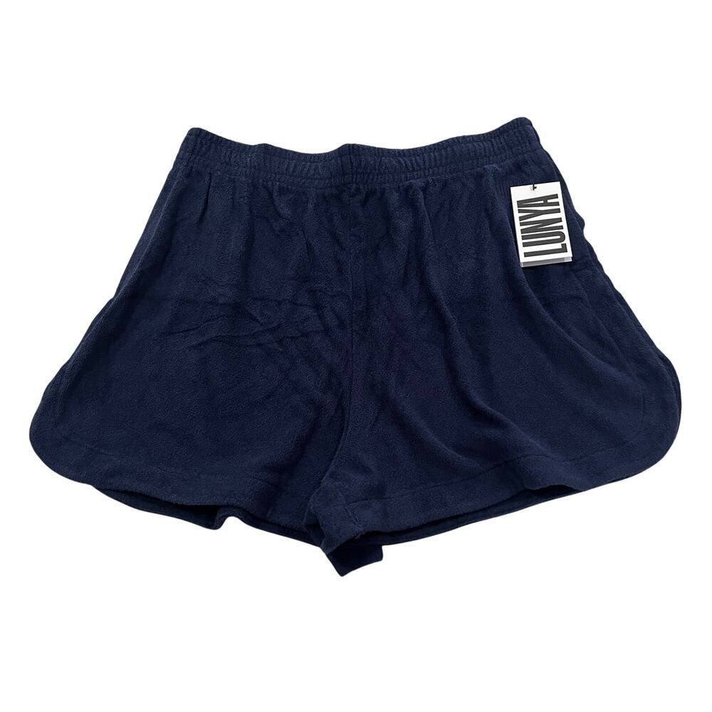 16-30 LUNYA Lahgo Women's NWT Knit Terry Cloth Shorts Navy Large